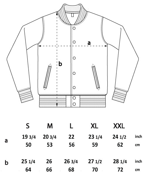 Varsity jacket size guide